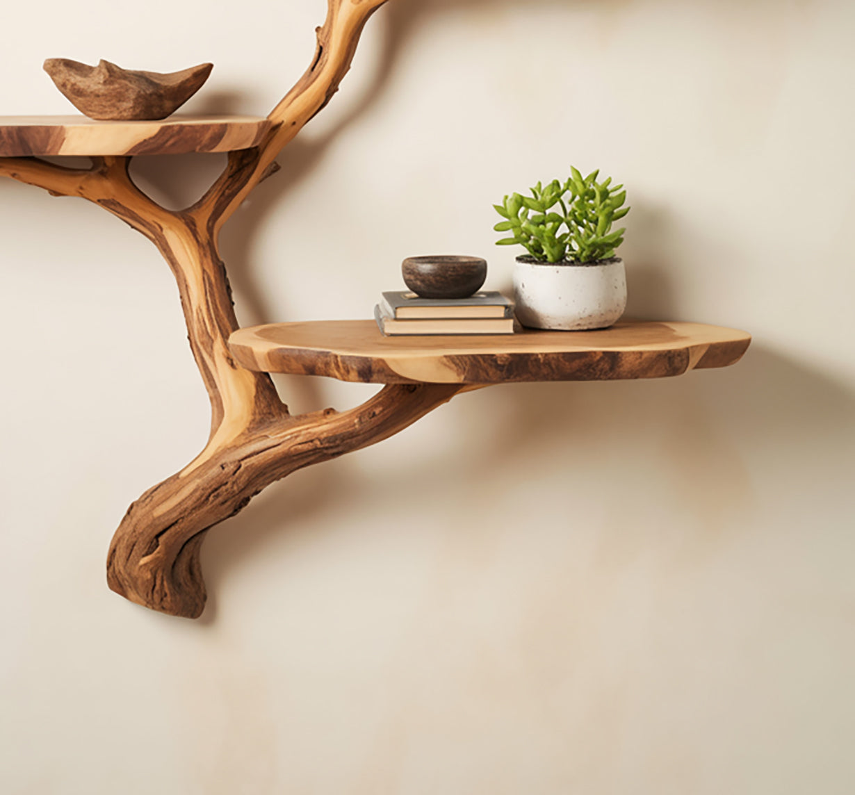Boomtak Wandplank – Massief Hout Drijfhout Zwevende Boekenplank