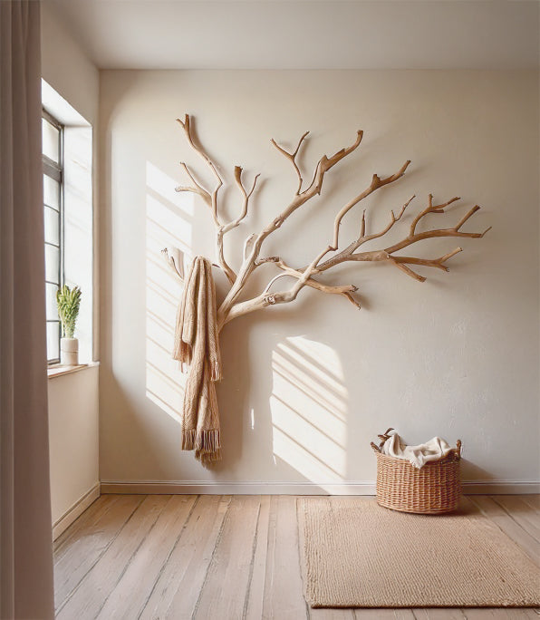 Custom Wood Coat Rack – Driftwood Wall Mount Clothes Rack with Unique Hooks