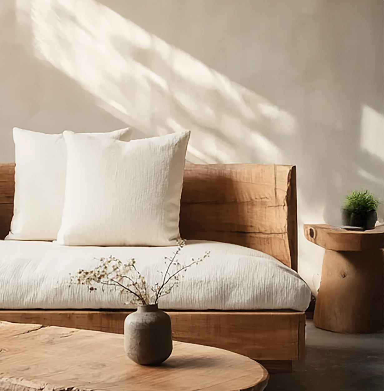 Handcrafted Wooden Frame Sofa For Modern Living Room or Cozy Lounge Decor