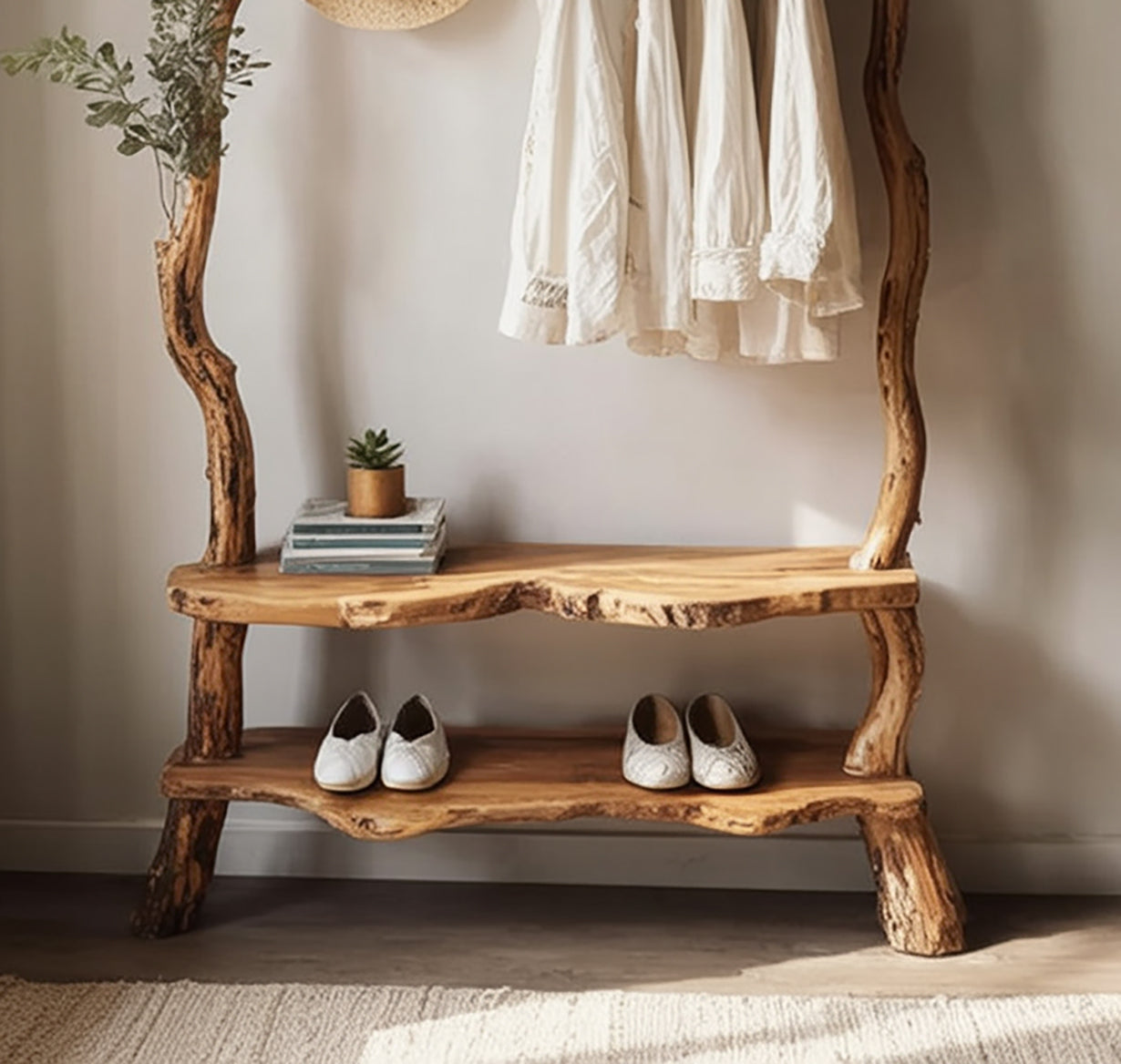 Kapstok van Boomtakken – Driftwood Massief Hout Wandrek