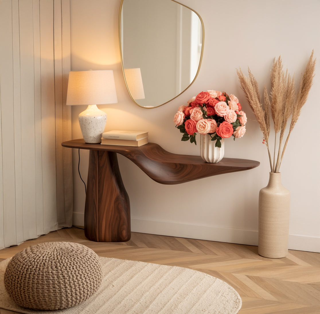 Rustieke Live Edge Consoletafel van Massief Hout voor Hal