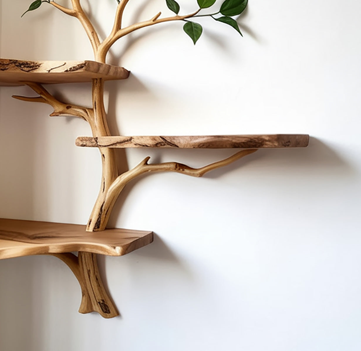Drijfhouten Boomtak Hoekplank – Rustieke Wanddisplay