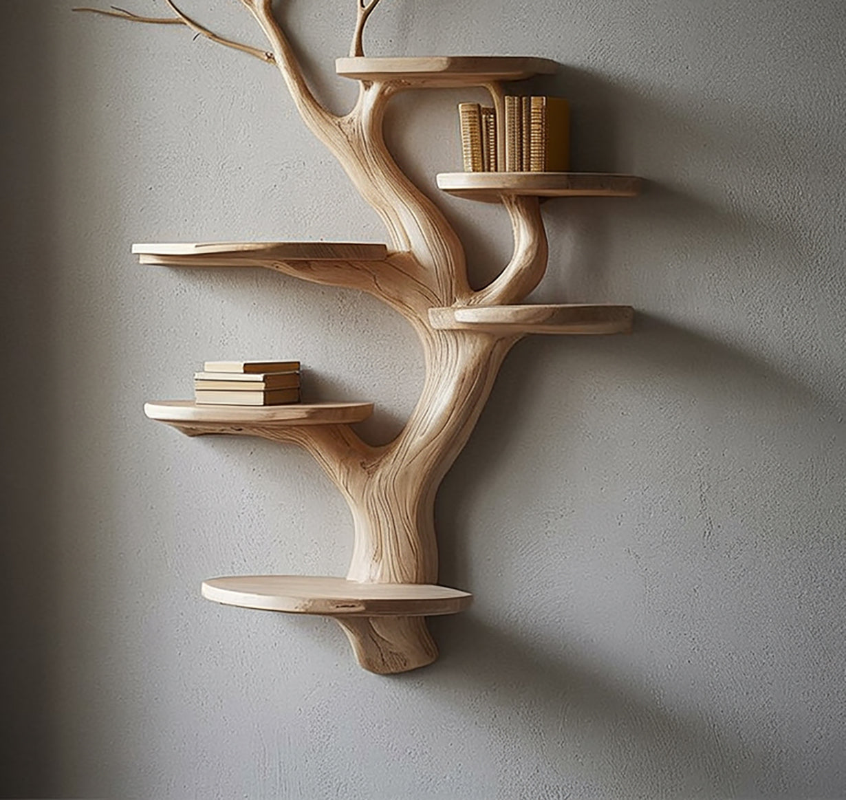 Boomtak Zwevende Boekenplank – Massief Hout Drijfhout Wanddecor