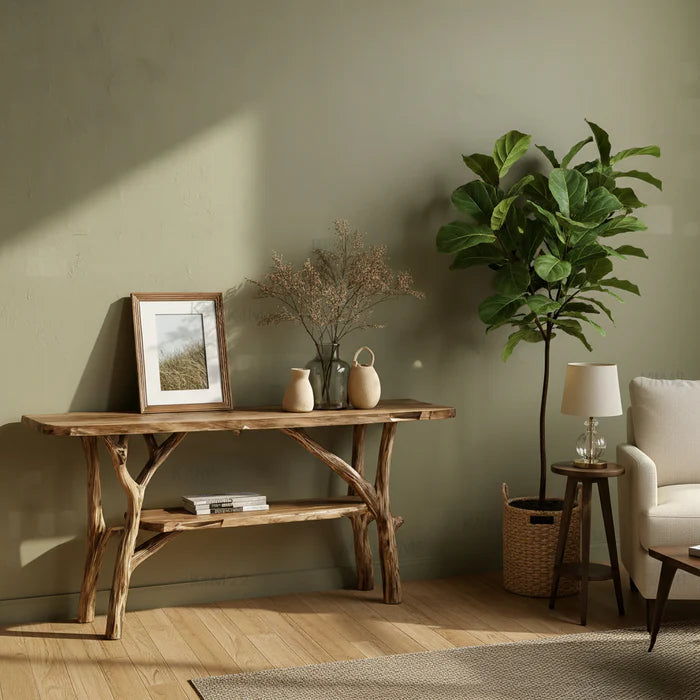Handgemaakte Rustieke Console Tafel – Massief Houten Sidetable voor Hal