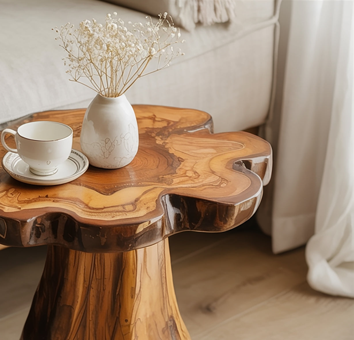 Handgemaakte Live Edge Bijzettafel – Massief Hout Design