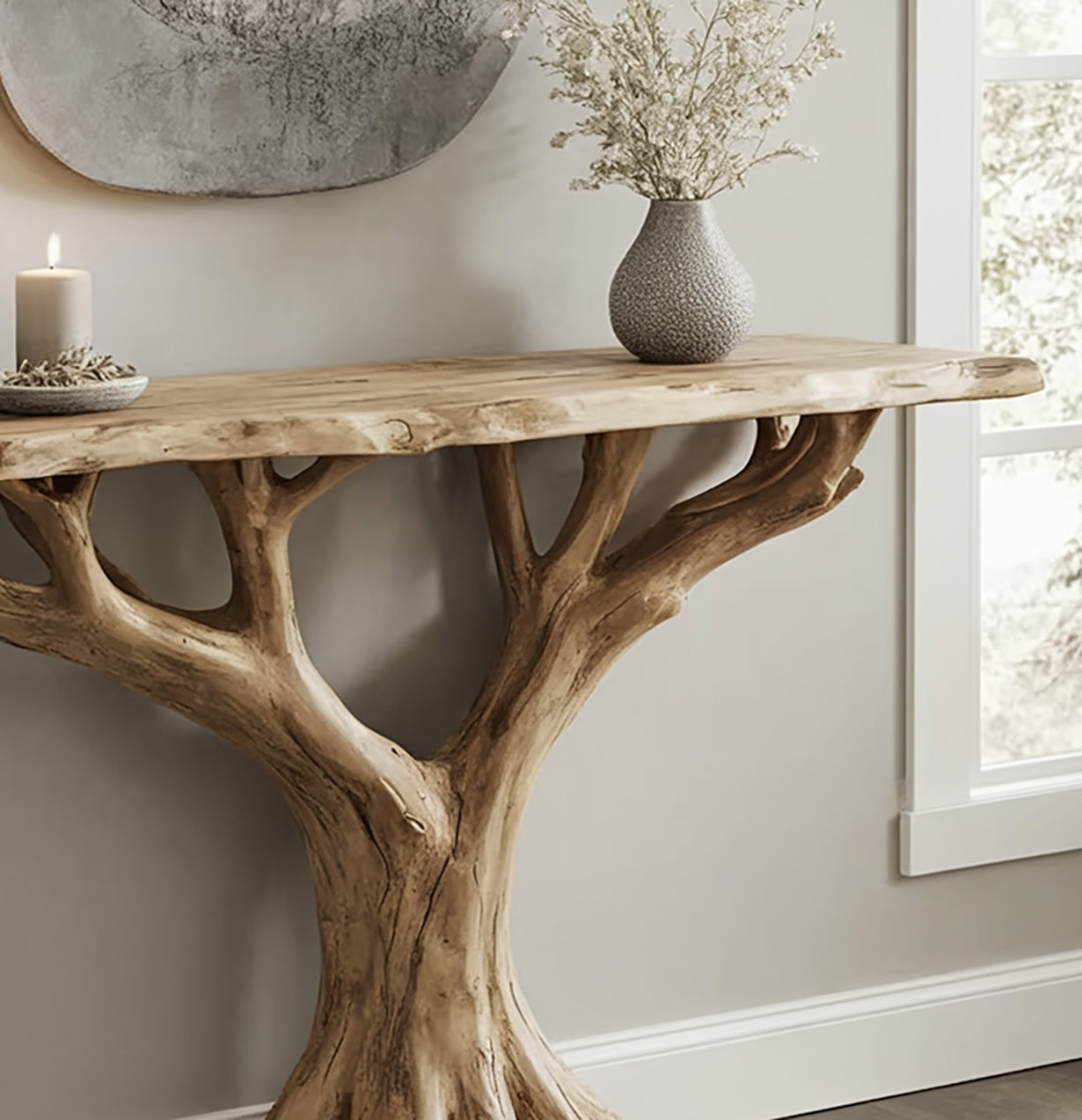 Handgemaakte Live Edge Consoletafel – Rustieke Haltafel