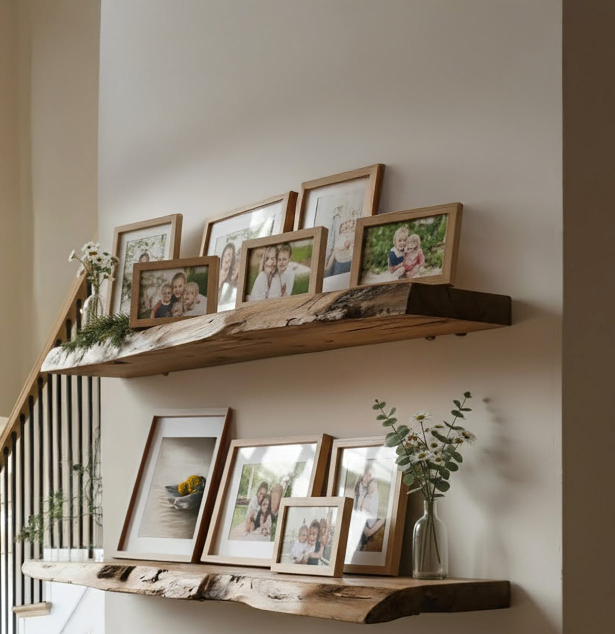 Live Edge Wood Floating Shelf – Handmade Wavy Carved Wall Shelf for Rustic Modern Decor