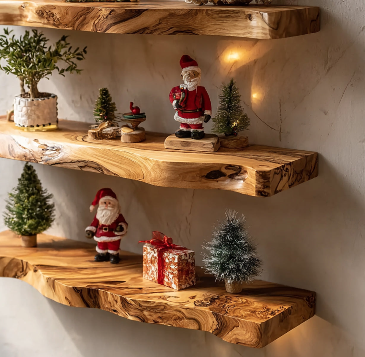 Live Edge Floating Shelf: Handcrafted Solid Wood Design
