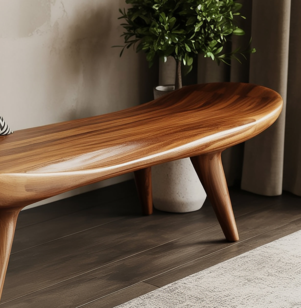 Handgemaakte Massief Houten Bank – Organisch Modern Design