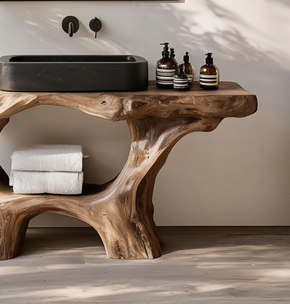 Landelijke Massief Houten Badkamermeubel Voor Een Rustieke Badkamer