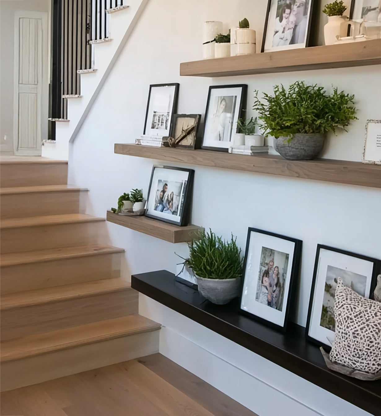 Natural Walnut Live Edge Floating Shelves – Rustic Solid Wood Wall Shelves