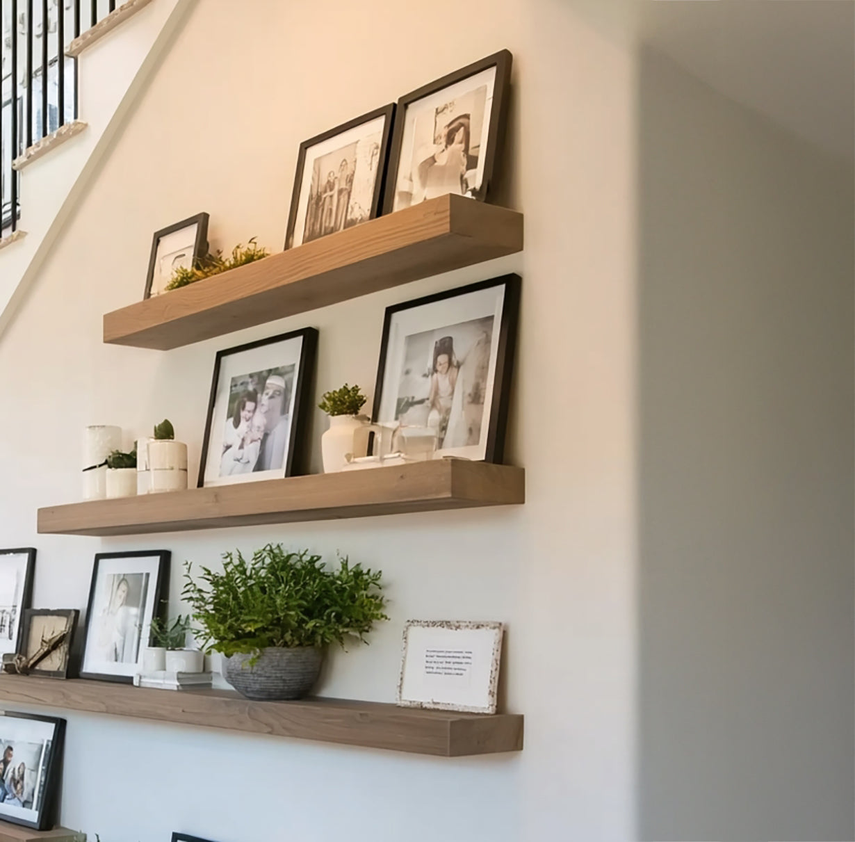Natural Walnut Live Edge Floating Shelves – Rustic Solid Wood Wall Shelves