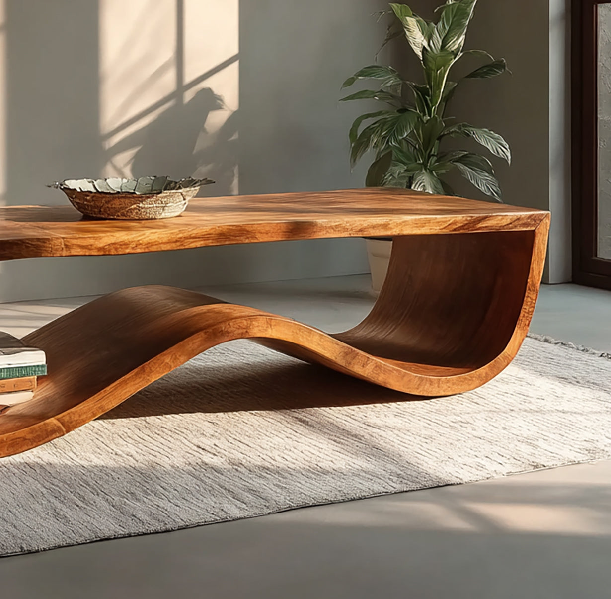 Luxe Salontafel met Opbergplank – Massief Houten Live Edge